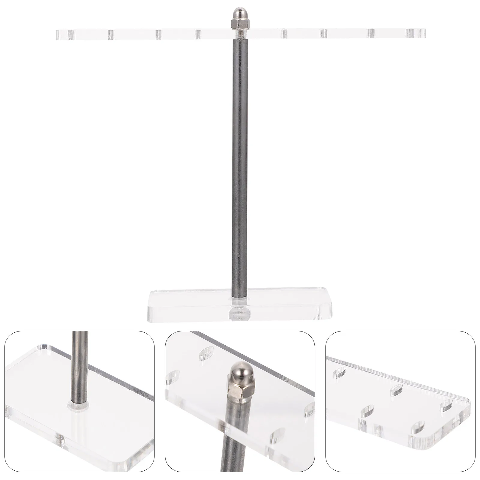 1Pcs T-Shaped Jewelry Display Stand for Earrings Necklaces Desktop Organizer Sturdy Acrylic Jewelry Storage Rack