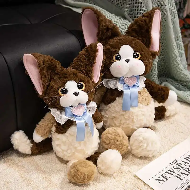 Mooie kat pluche met sjaal Zacht knuffeldier Speelgoed Pluizig Knuffelbaar Creatief Verjaardag Kerstcadeau Kawaii Room Decor