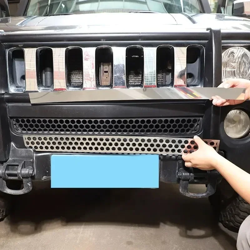 Gao Ruying for Hummer H3 2005 2006 2007 2008 2009 Stainless Silver Car Front Bumper Grille Air Intake Cover Trim Car Accessories