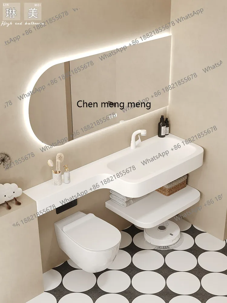 

Тумба для ванной с интегрированной раковиной из двухслойного Corian, специальная форма, для туалета/санузла