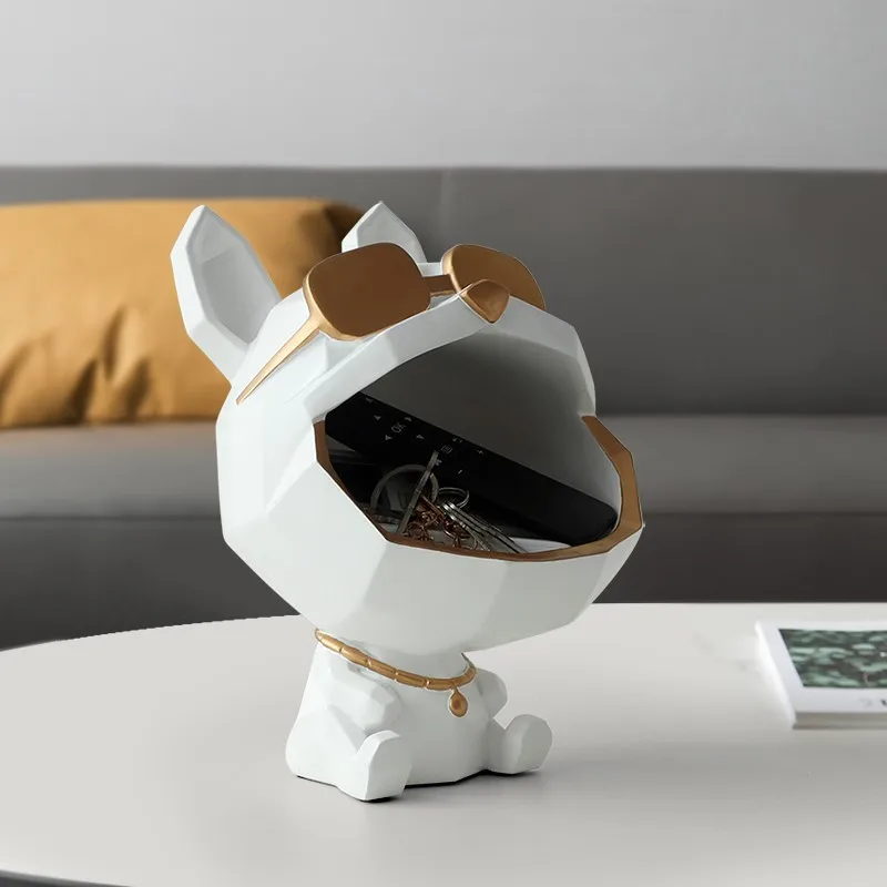 Resin Big Mouth Dog Decorative Figurines Storage Box Home Decoration Sculpture Modern Art Accessorie For Living Room view 4