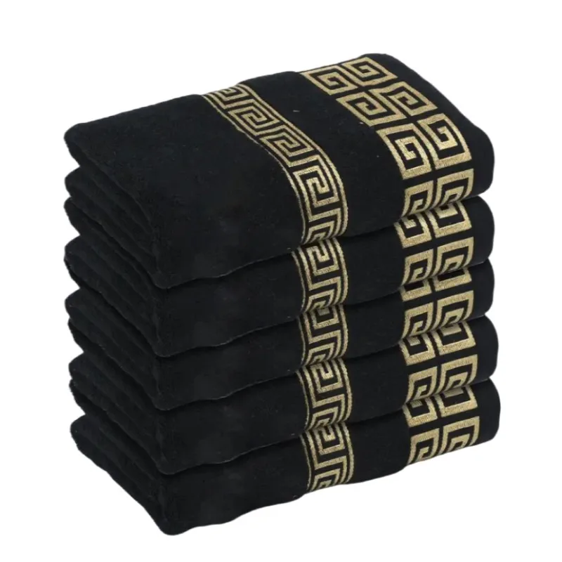 1/5/10 Uds. Toallas de algodón negras cubierta 34x4 0cm/70x140cm Toalla de baño bordada de calidad de Hotel para adultos regalo de Navidad toallas faciales
