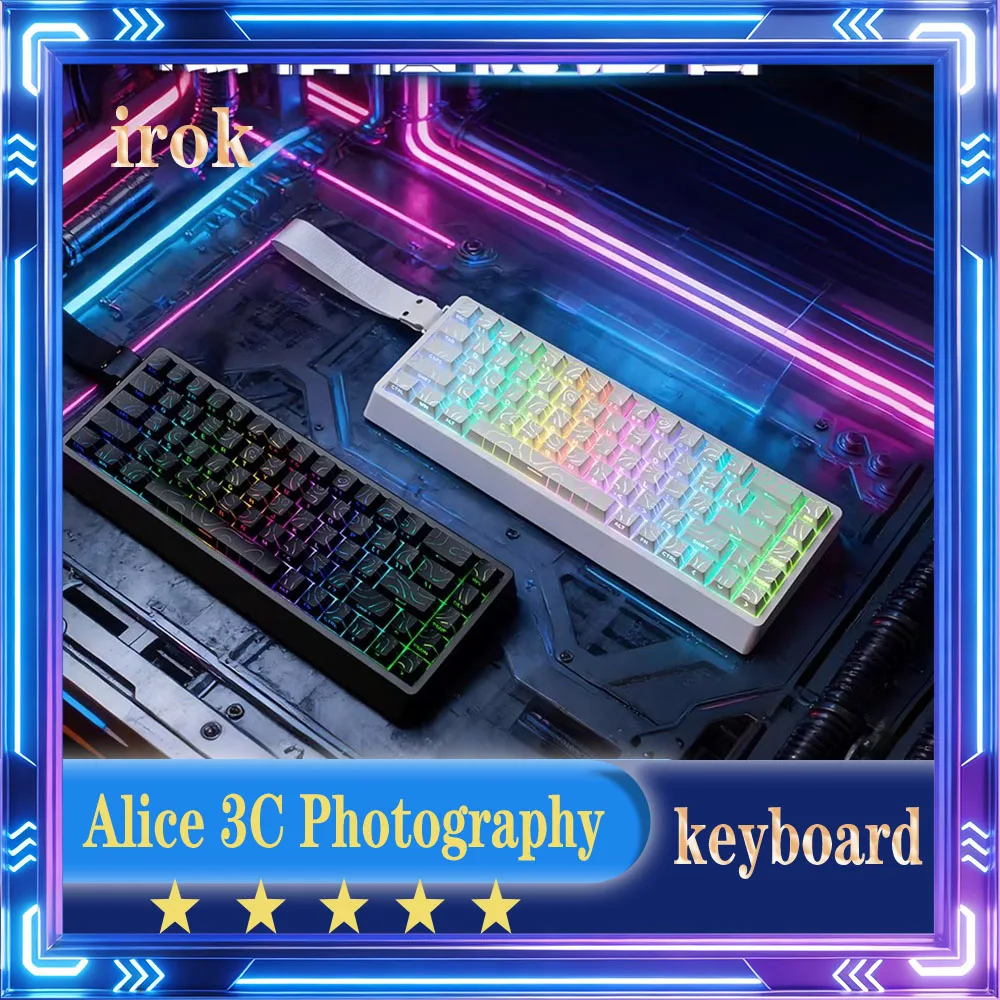 

Механическая клавиатура IROK ND68 с магнитными переключателями, RGB-подсветкой, низкой задержкой 8K, для киберспорта, эргономичная, GASKET-механизм, аксессуары для ПК, подарки