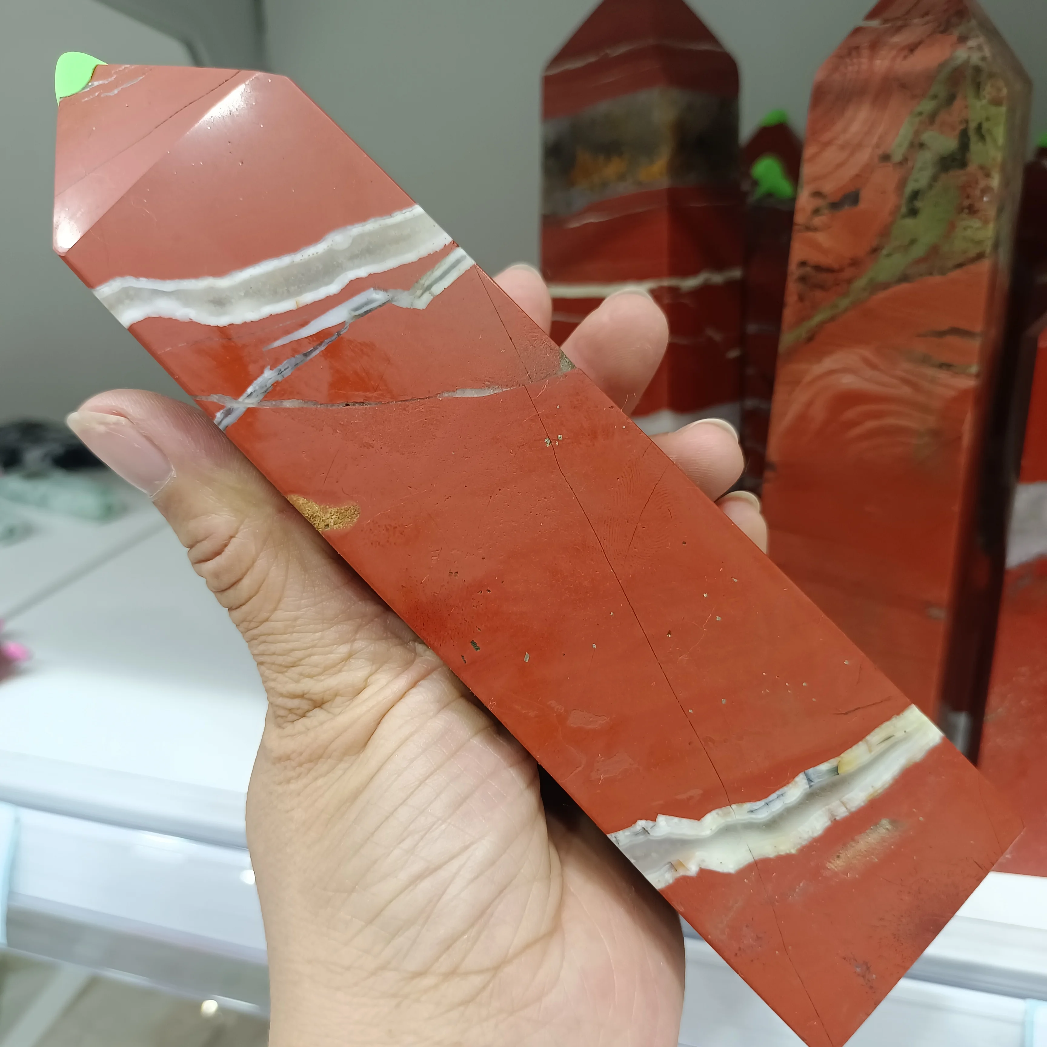 Natural Red Jasper Stone Column, Red Quartz Crystal Obelisk, Mineral Reiki, Healing, Red Ore, Degaussing Tower Column