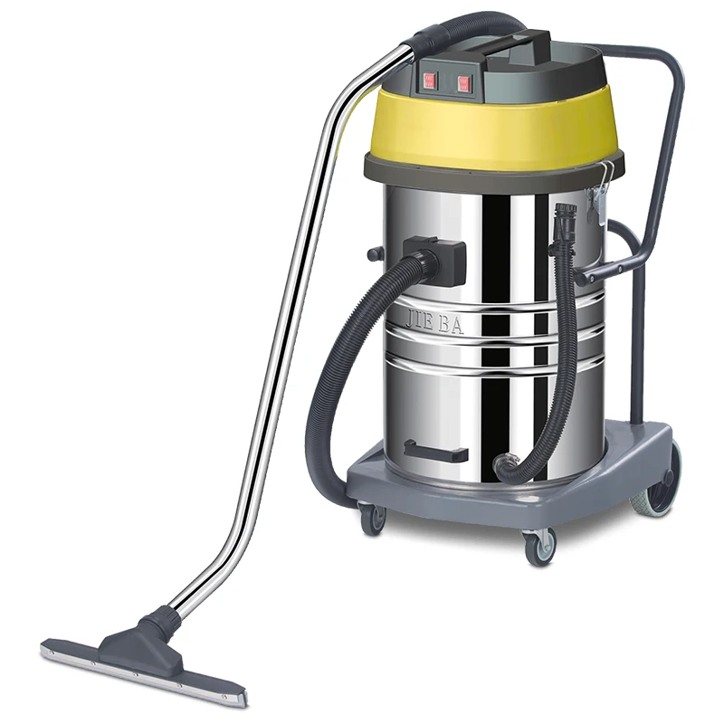 

70L Yellow Double Motor Wet And Dry Powerful Suction Vacuum Cleaner High Power Waterproof Stainless Steel Barrel