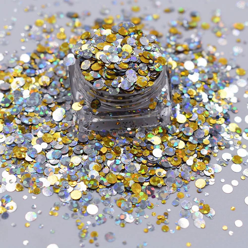 10g/Bag 123mm Dots Mixes Glitter Sugar Shiny Colorful Sequins Glitter Round Shaped For Craft Nail Art Decoration Accessories