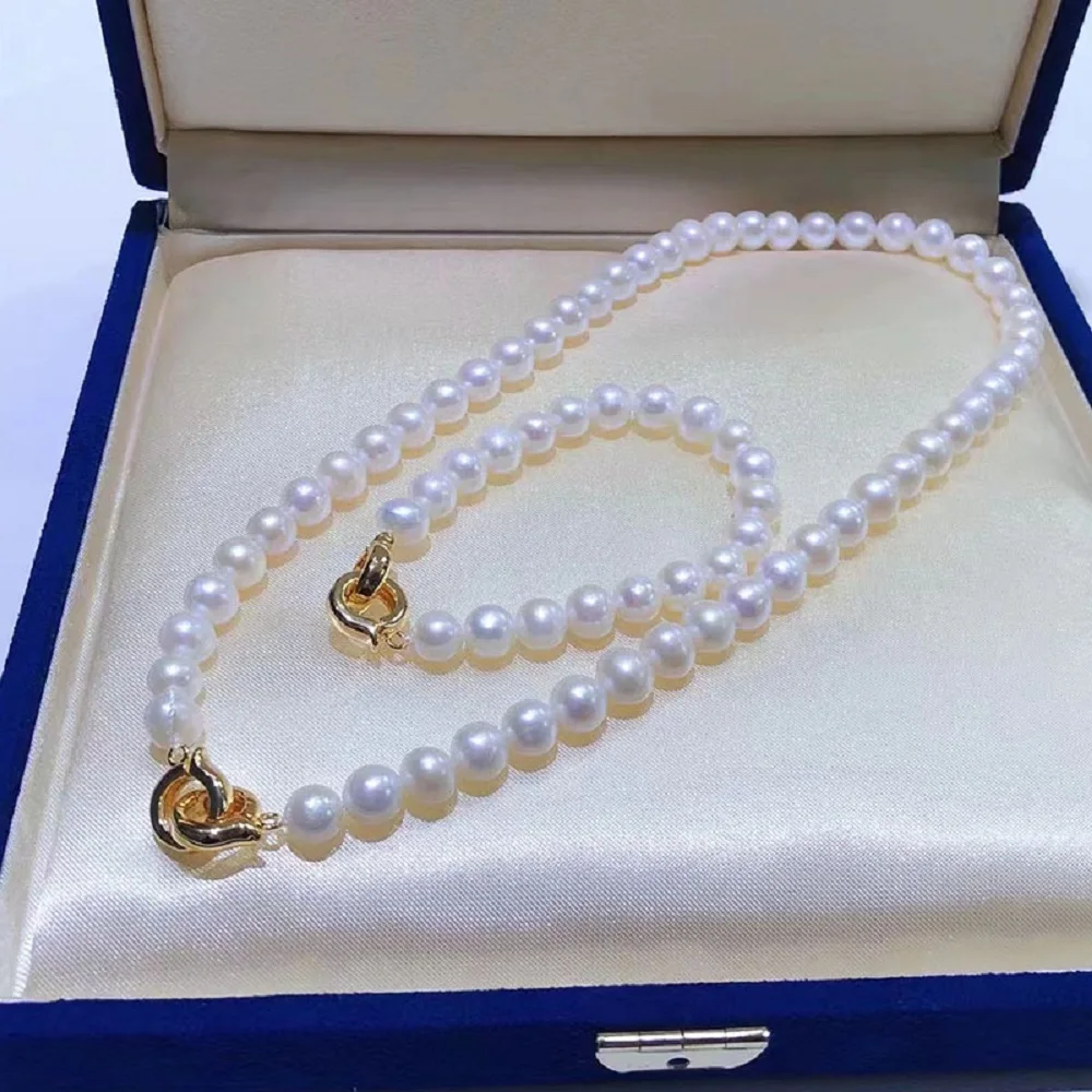 Gorgeous Jewelry AAAA 7-8mm Natural Pearl Necklace 18in+Bracelet 7.5-8in Set--Support customized sizes