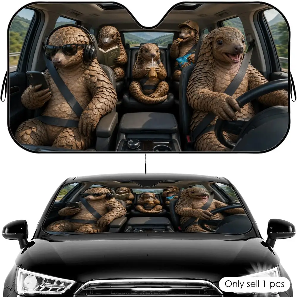 

Pangolin Driving Travel Sun Visor Reusable Aluminum Foil Car Windshield Sun Visor UV Protector Heat Insulation Cover Shade