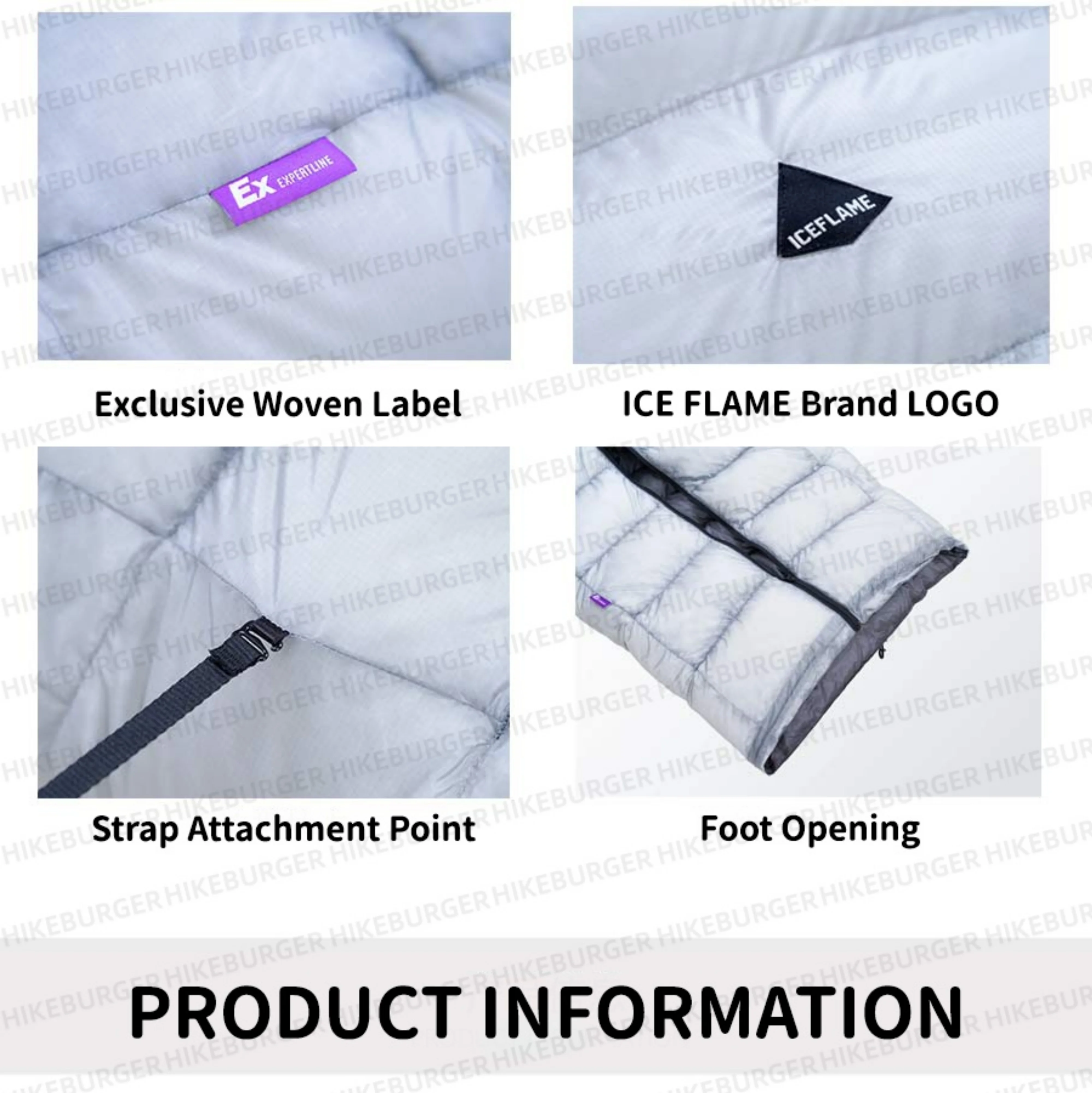 Ice Flame Quilt 800FP Goose Ultraleichte Schlafmatte im Envelope-Stil, Unterdecke für Hängematten, Rucksackreisen, Camping und Wandern – Detail 12