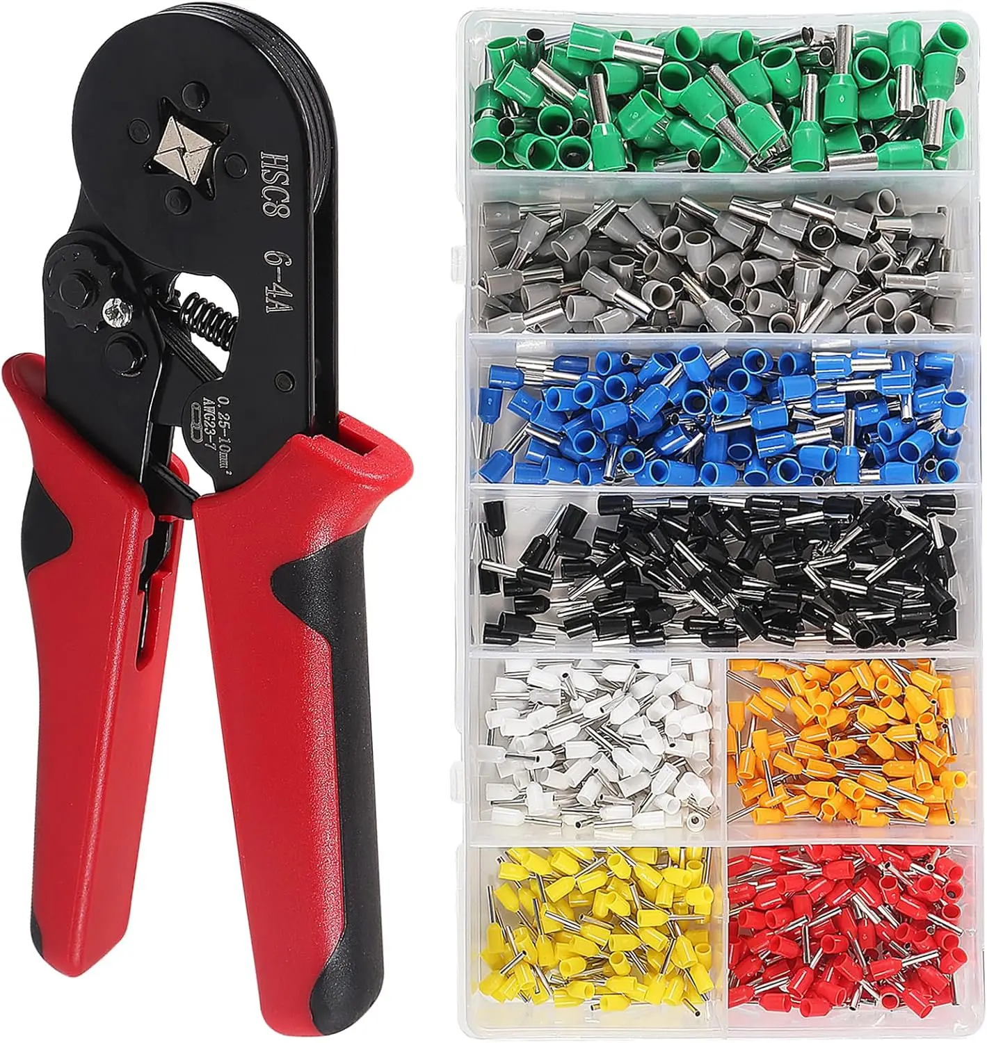 Crimpzangen-Set, selbstverstellbares Ratschen-Draht-Crimpzangen-Set, Crimpzangen-Set mit 800 Stück Drahtklemmen, Crimpverbinder