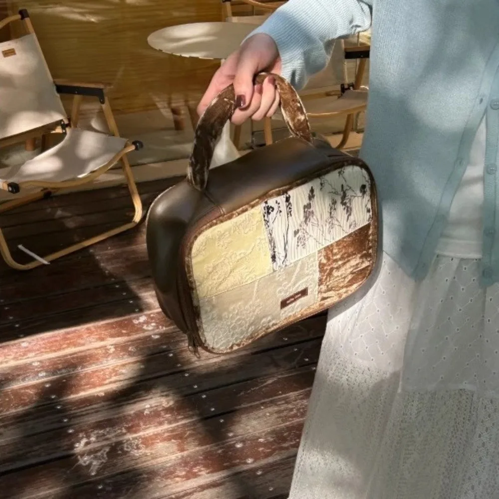 

Цветочная жаккардовая косметичка из искусственной кожи, портативная коробка для хранения продуктов для ухода за кожей, большая вместимость, многофункциональная