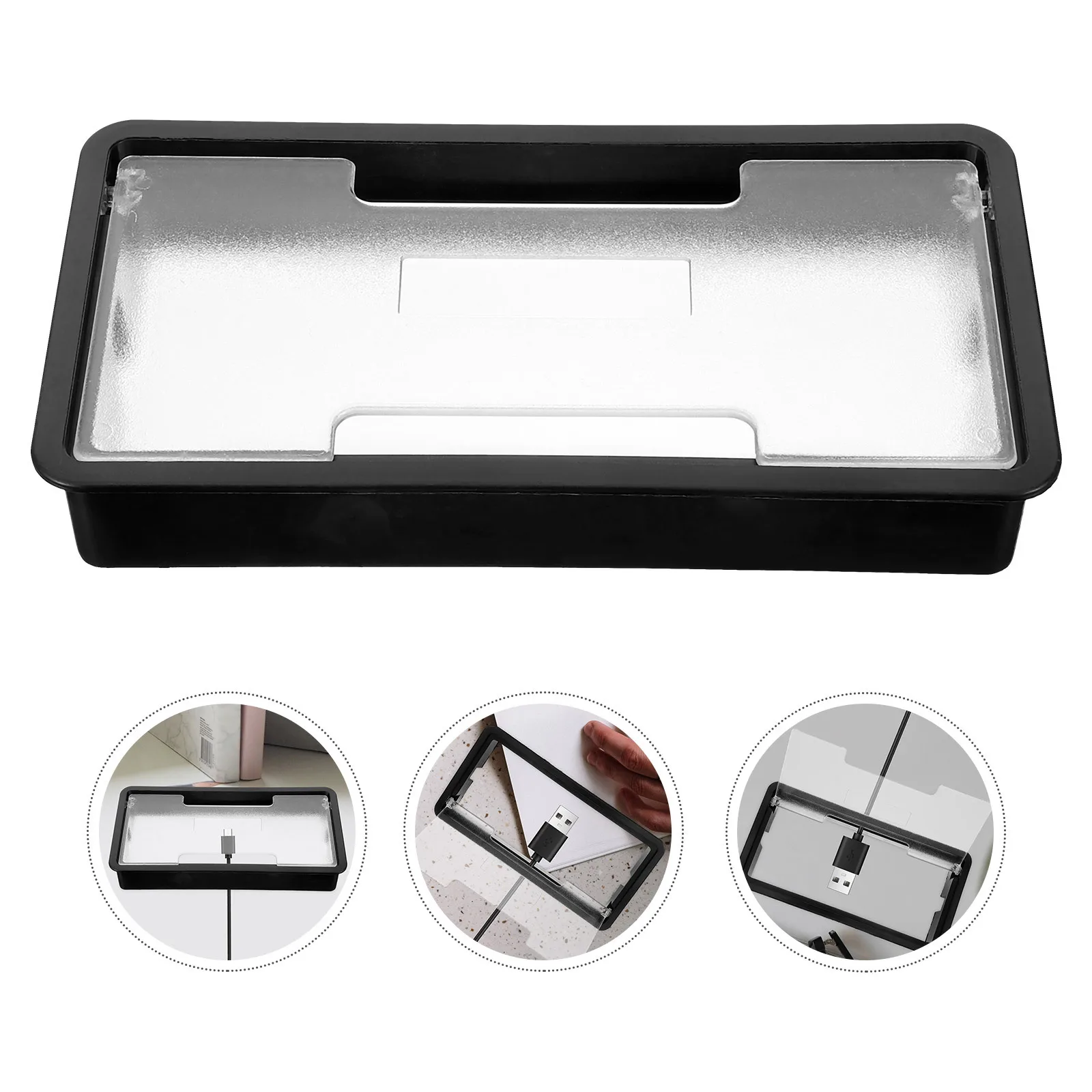 

2pcs Desk Wire Grommets Durable Cord Hole Cover For Desktop Large Capacity Wire Organizer Rectangular Cable Hole Plug Desktop