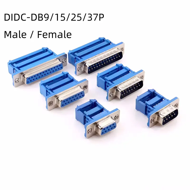 5Pcs DB9 DB15 DB25 DB37 DIDC9/DIDC15/DIDC25/DIDC37 Male Female Plug Serial Port Connector Idc Crimp Type D-SUB Rs232 Adapter