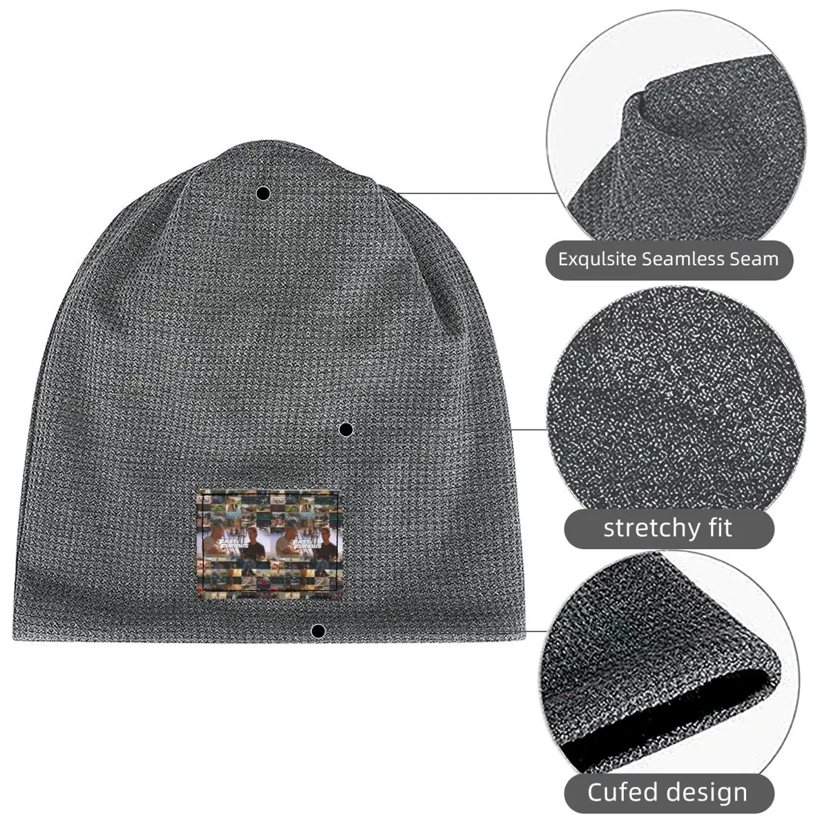 Fast And Furious Is History Of Legend - Paul Walker - Vin Diesel Waffle  Fleece Lined Beanie with PU Leather Patch Soft Cap