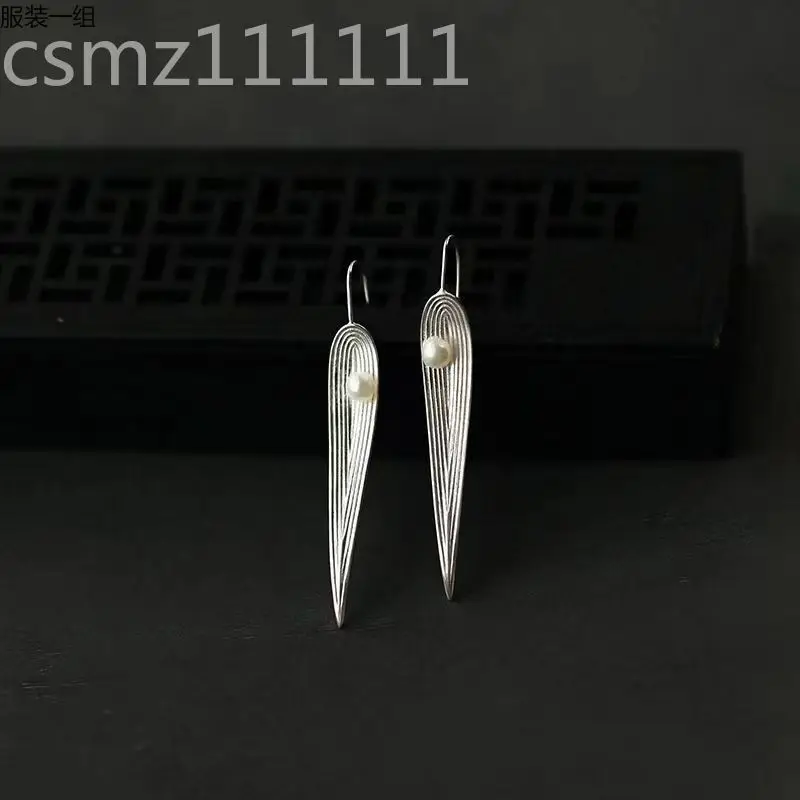 1796 Design Sense Ya Bamboo Temperament Fashion Art Temperament Pearl Ear Hook Earrings Happy Bamboo Original Design Niche