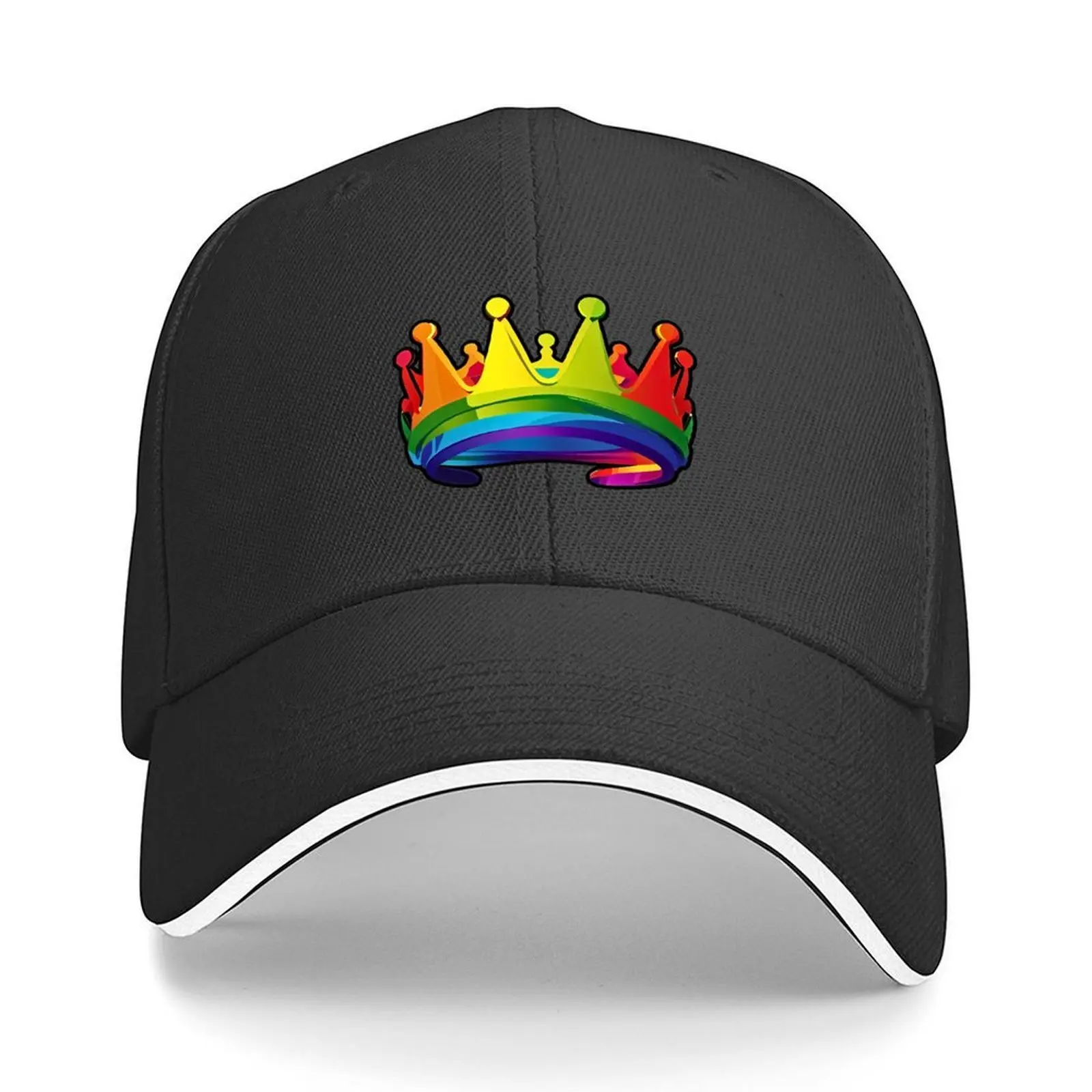 

Rainbow Crown design with black outline Baseball Cap sun caps Golf Cap Big Size Hat Anime Hat Baseball For Men Women's