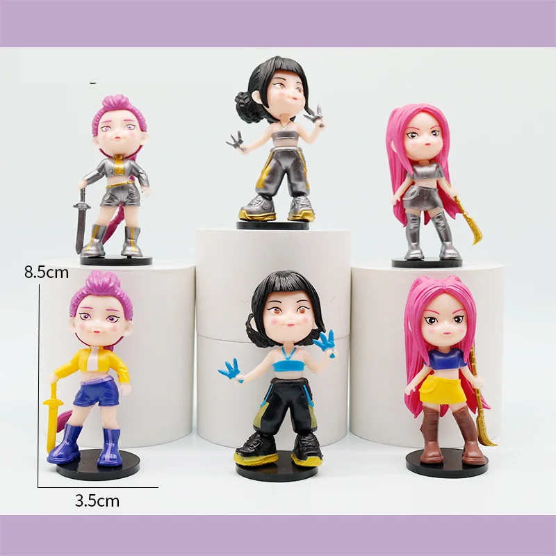 Nouveau les chasseurs de démons 6 pièces Figure Rumis Miras Zoeys tigre Figurine jouet bureau décoration Statues ornement cadeau d'anniversaire pour enfant