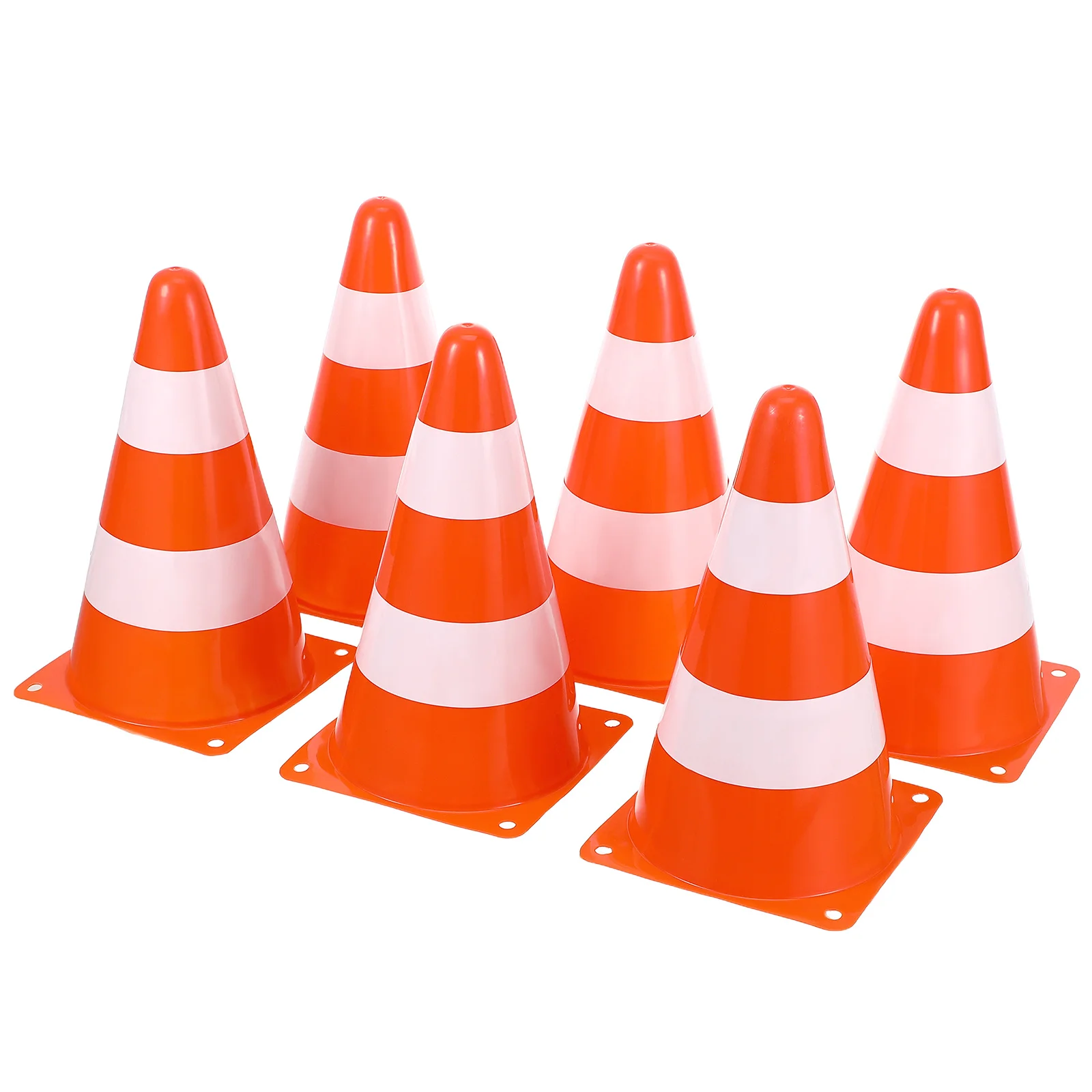6Pcs Road Traffic Cones Heavy Duty Weather Resistant Plastic Warning Barriers for Driveway Safety Markers