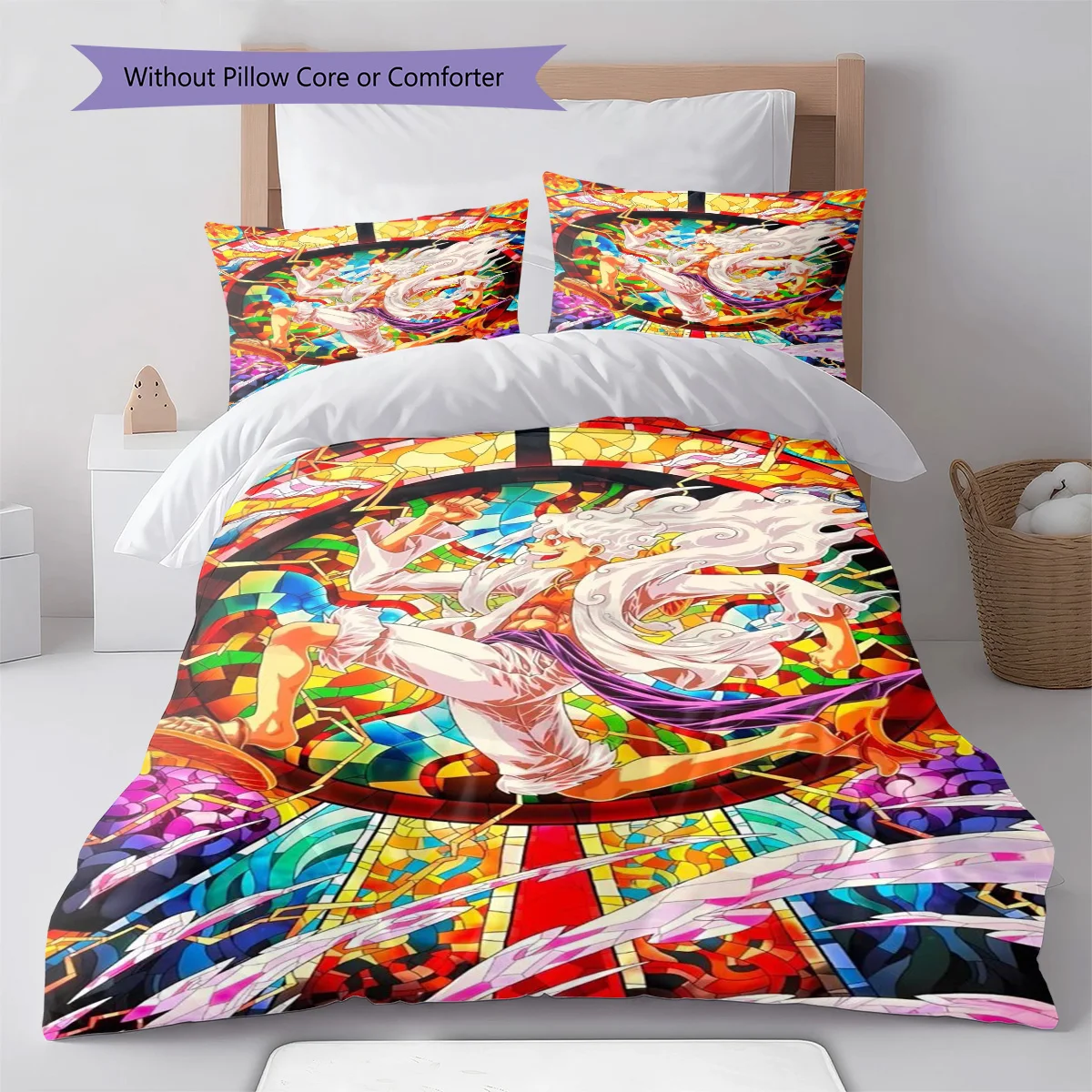 One Piece Luffy Close Up Pose Bedding Set Anime Duvet Cover Polyester Soft Bed Linen Set -QJY