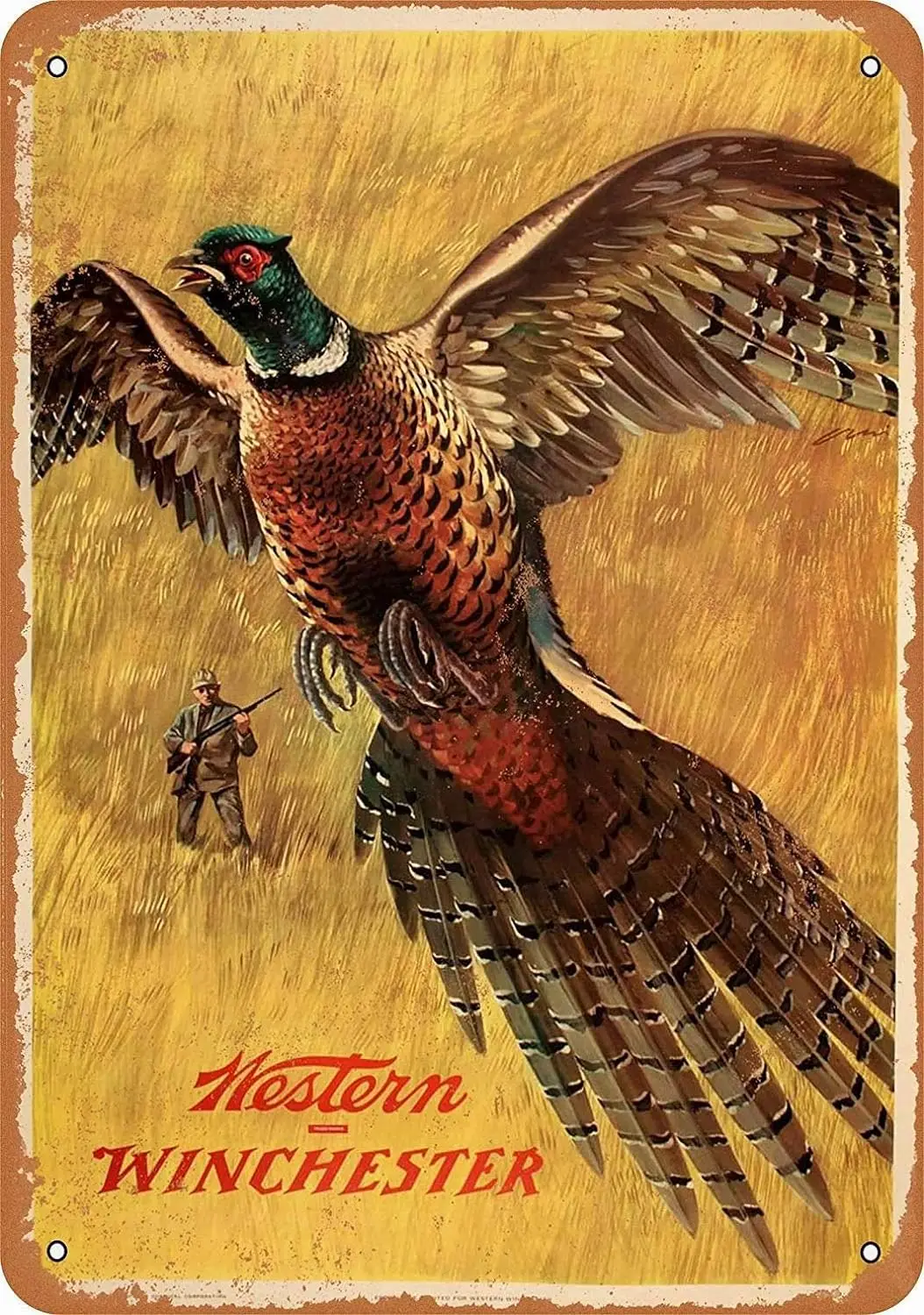 12 x 8 Metal Sign - Western Winchester Pheasant - Vintage Decorative Tin Sign