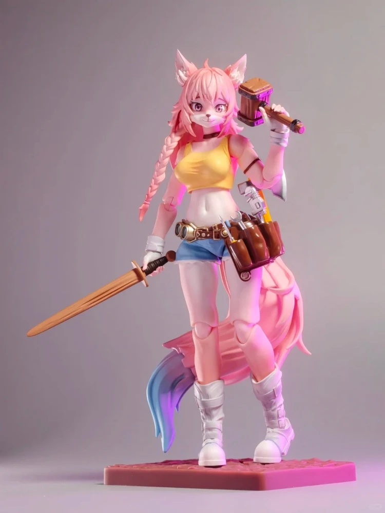 Ladotoys Magical Continent Candy Land Liya 1/12 Pink Fox Sister Repairer Soldier Beautiful Model Desktop Decor Collect Toys Gift