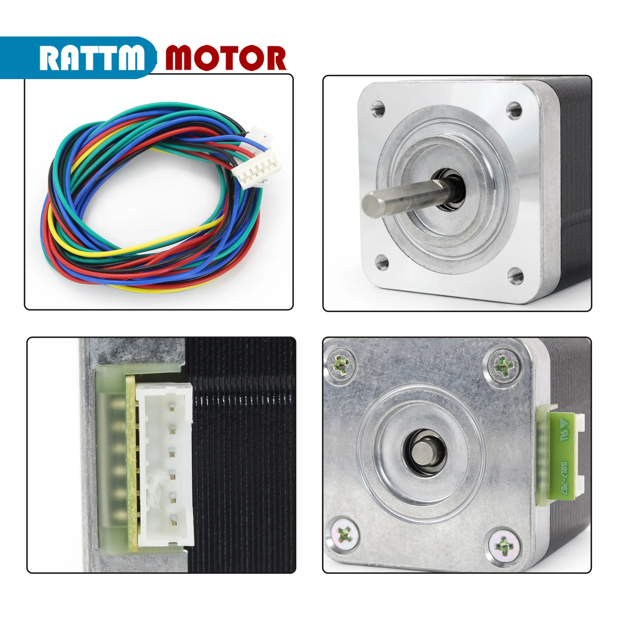1 pc of Nema17 Stepper Motor 48mm + 1M Cable 2 Phase 1.3A 5.5kg.cm For CNC 3D Printer Accessories