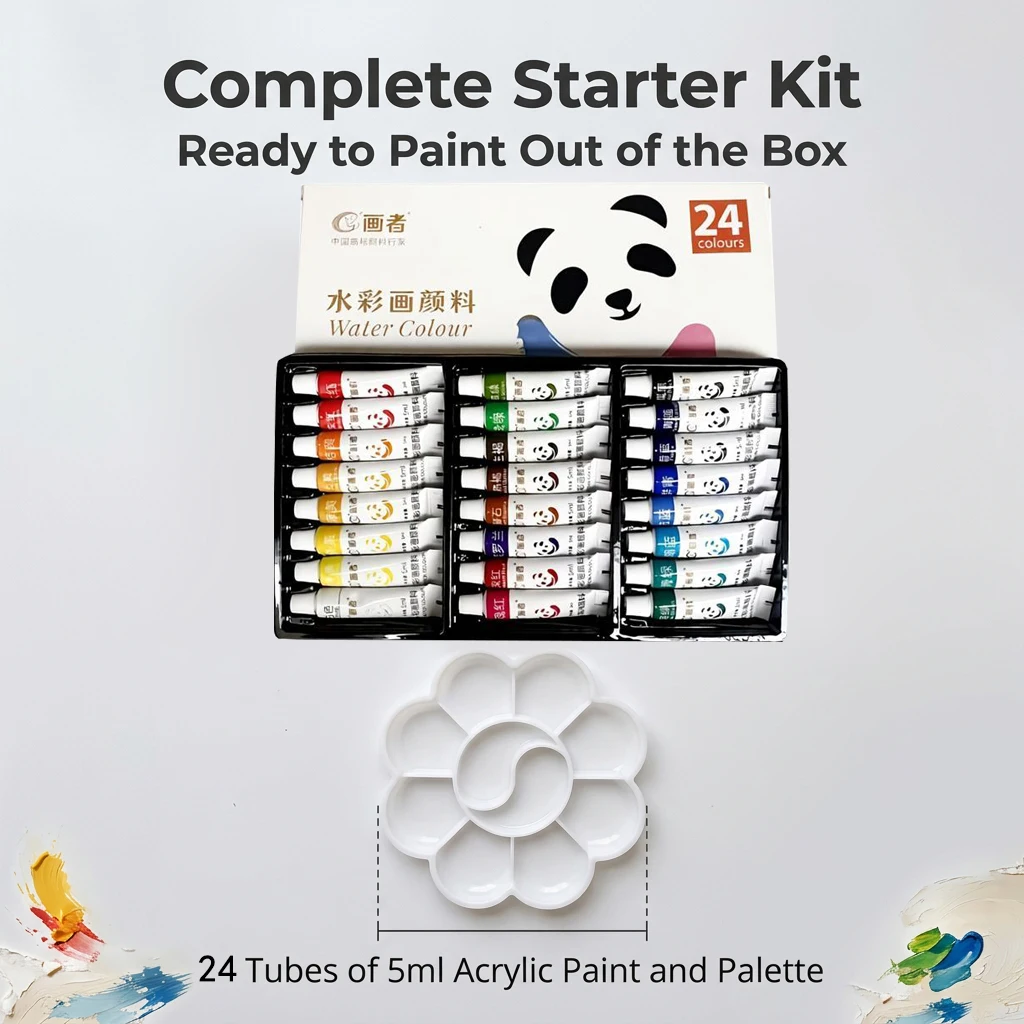 12/18/24 color 5m watercolor painting pigments + palette, suitable for student painting pigment sets and tool supplies.