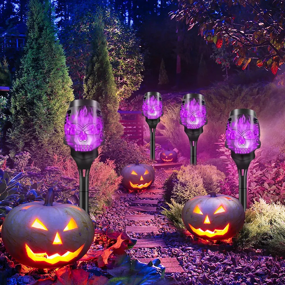 3W Led Solar Flame Light IP65 Waterproof Halloween Outdoor Courtyard Lamp Lawn Ornaments For Garden Patio Driveway Pathway