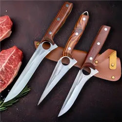 Forged Kitchen Chef Knife Set 5Cr15Mov Stainless Steel Meat Cleaver Knife Vegetables Fruit Fish Butcher Boning Knives with Cover