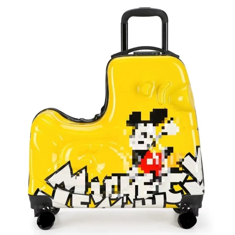 Mickey Minnie fun and cute cartoon pattern multifunctional leisure travel sit-on and ride-on trolley suitcase for boys and girls