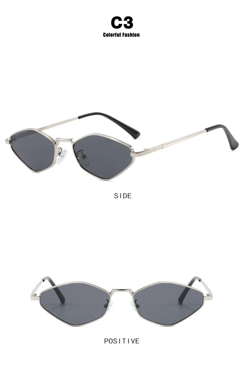 Modische Damen-Sonnenbrille mit Kleinem Polygonrahmen, Markendesigner Metallrahmen-Brille mit UV400-Schutz, Oculos – Detail 12