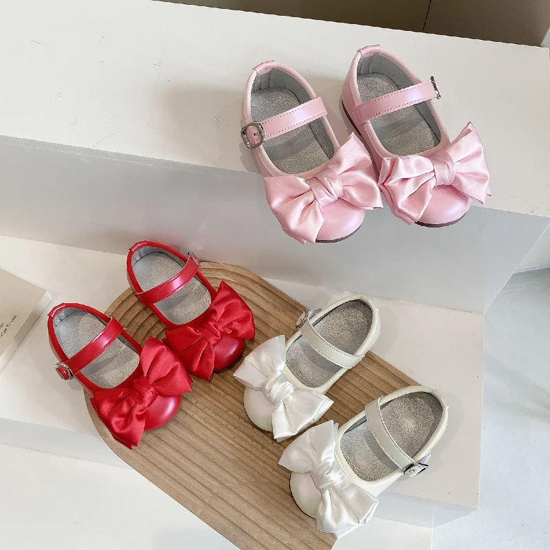 

2025 Spring Burst Round Toe Bow Decorative Flat Shoes Lovely All Match Women's Children's Shoes