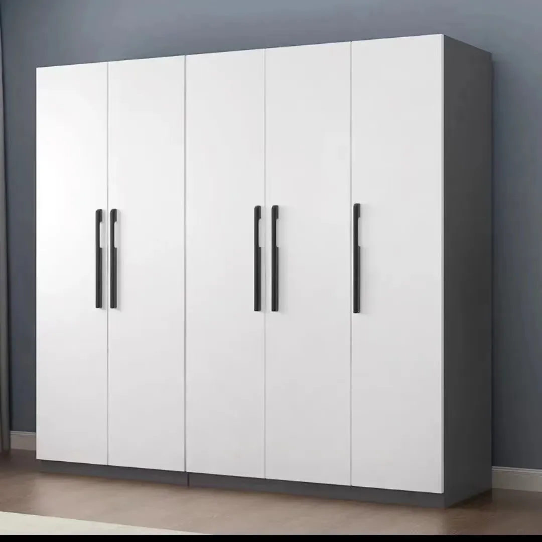 Bedroom wardrobe Italian minimalist cream style, plate warm white wardrobe, rental house