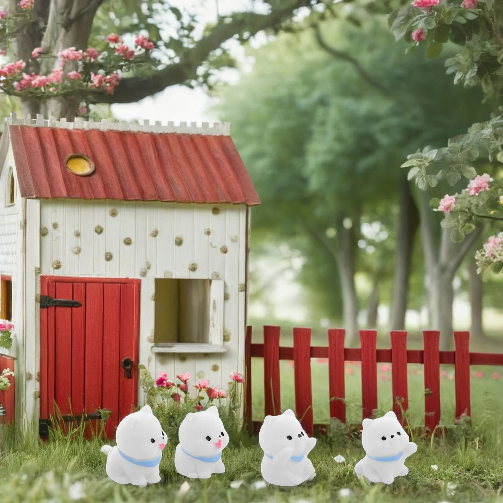 8 figurines de chiens Samoyed en résine miniature, accessoires de micro-paysage, pour bonsaï, tableau de bord de voiture, décoration de la maison