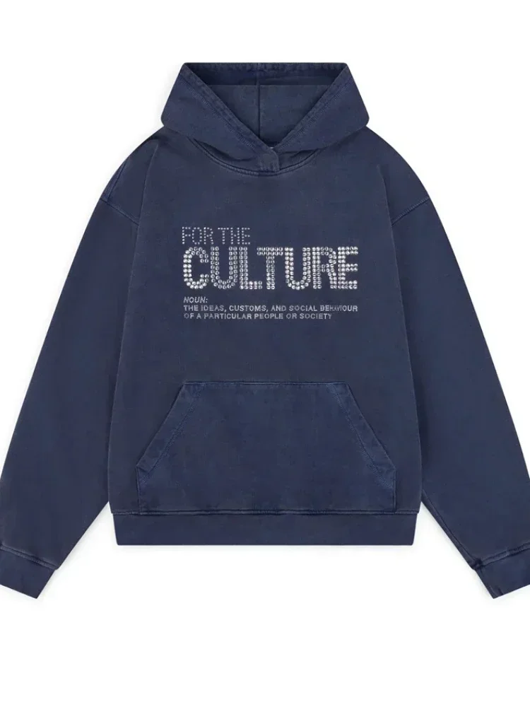 Sudadera con capucha Retro con letras de ladrillo para mujer, sudadera con personalidad americana de calle Y2K, ropa de otoño para hombre y mujer