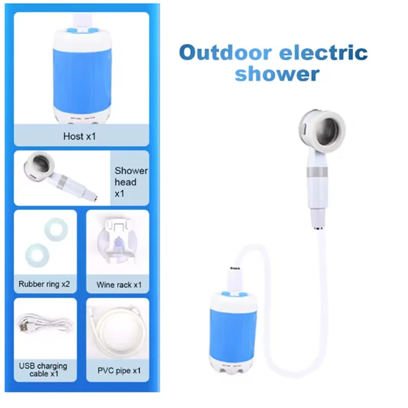 Portable Outdoor Shower Set Adjustable Flow Shower For Hiking Backpacking Beach Traveling-[Qahk]