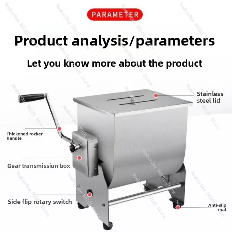 Commercial Electric Meat Grinder, Stainless Steel Flip Fixed Desktop Mixer for Home & Restaurant Use