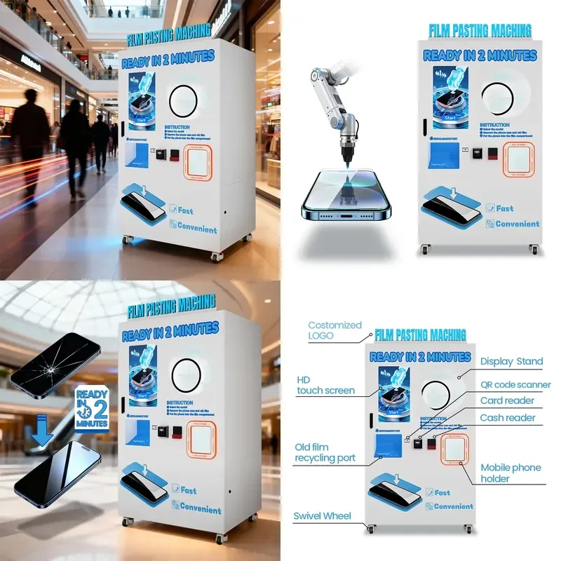 Automatic Vending Machine for Custom Mobile Phone Screen Protectors Touchscreen Retail Sales Merchandise