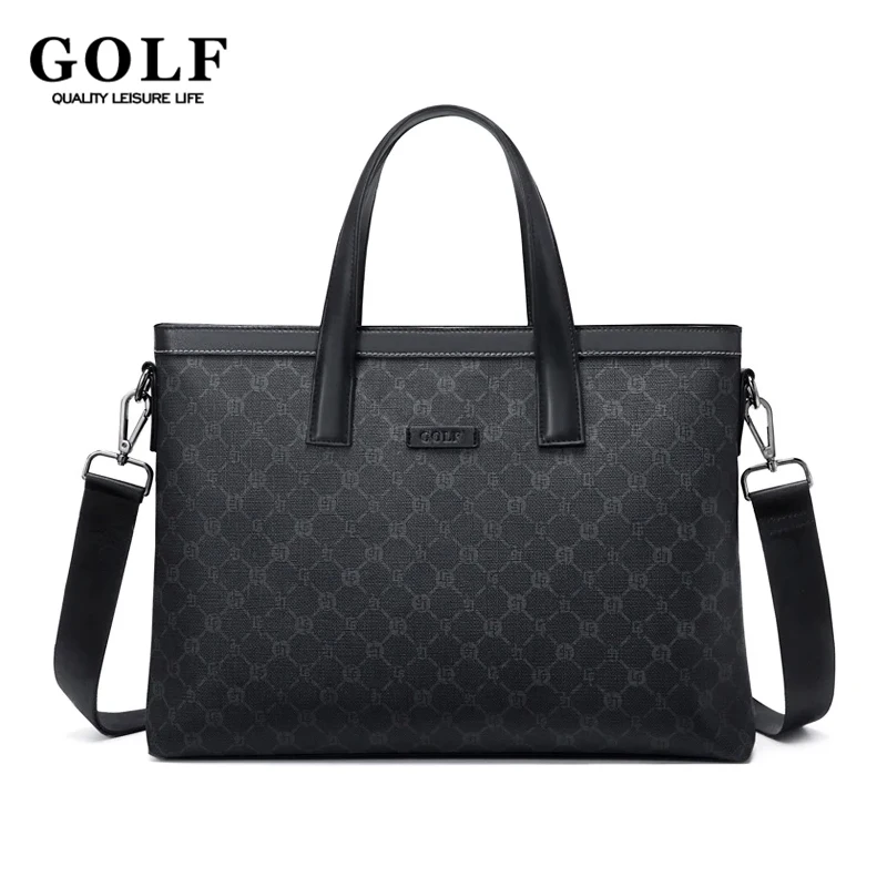 Maletín de GOLF de cuero para hombre, bolso de negocios de alta calidad, bolso de hombro elegante, bandolera grande para ordenador portátil de 15 pulgadas