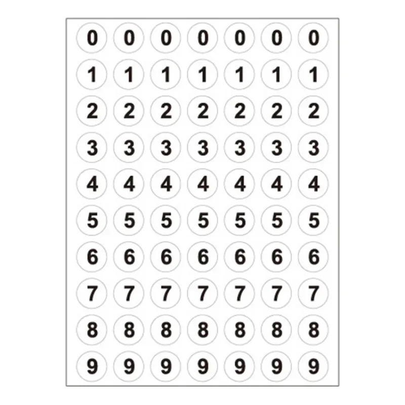 12 Sheets White Round Numbers 0-9 Self Adhesive Scrapbooking Sticker Round Circle Labels