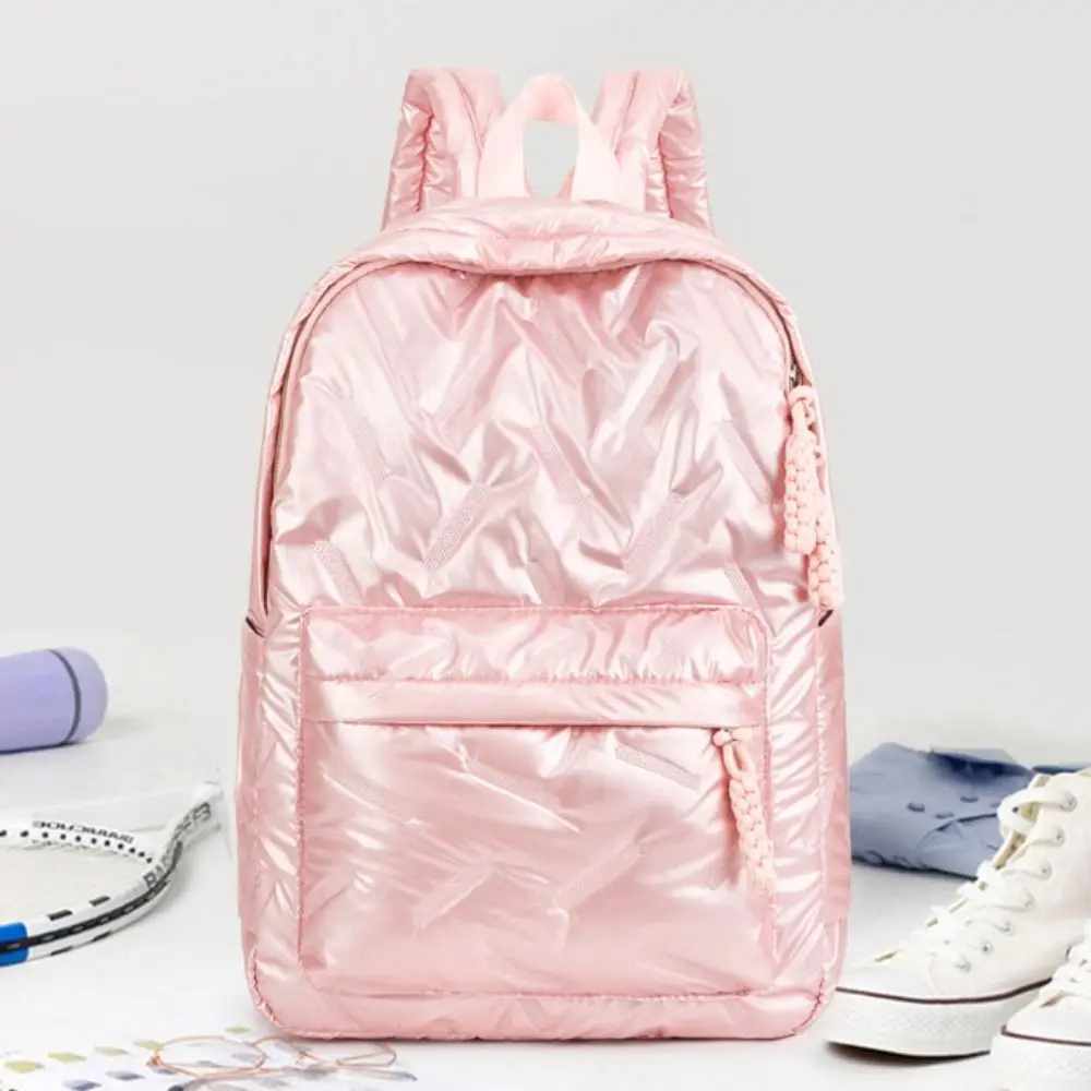 Eleganter Einfarbiger Space-Baumwoll-Rucksack, Wolken-Nylon-Blasen-Schultertasche, Große Kapazität, Plissierter Schülerrucksack für Damen/Mädchen – Detail 9