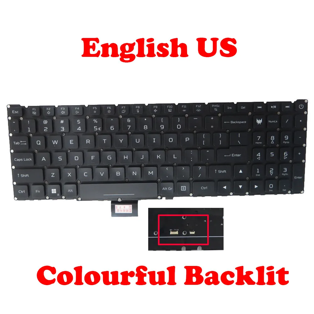 YD US UK RU HU RGB Backlit Keyboard For ACER Predator Helios 18 PH18-71 N23C13 PH18-72 English US New