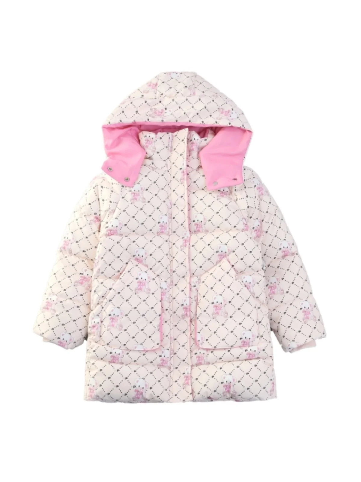 winter warm 4-13 teen girls down cotton jacket kids cartoon Bear outerwear roupa infantil menina inverno child thickening coat