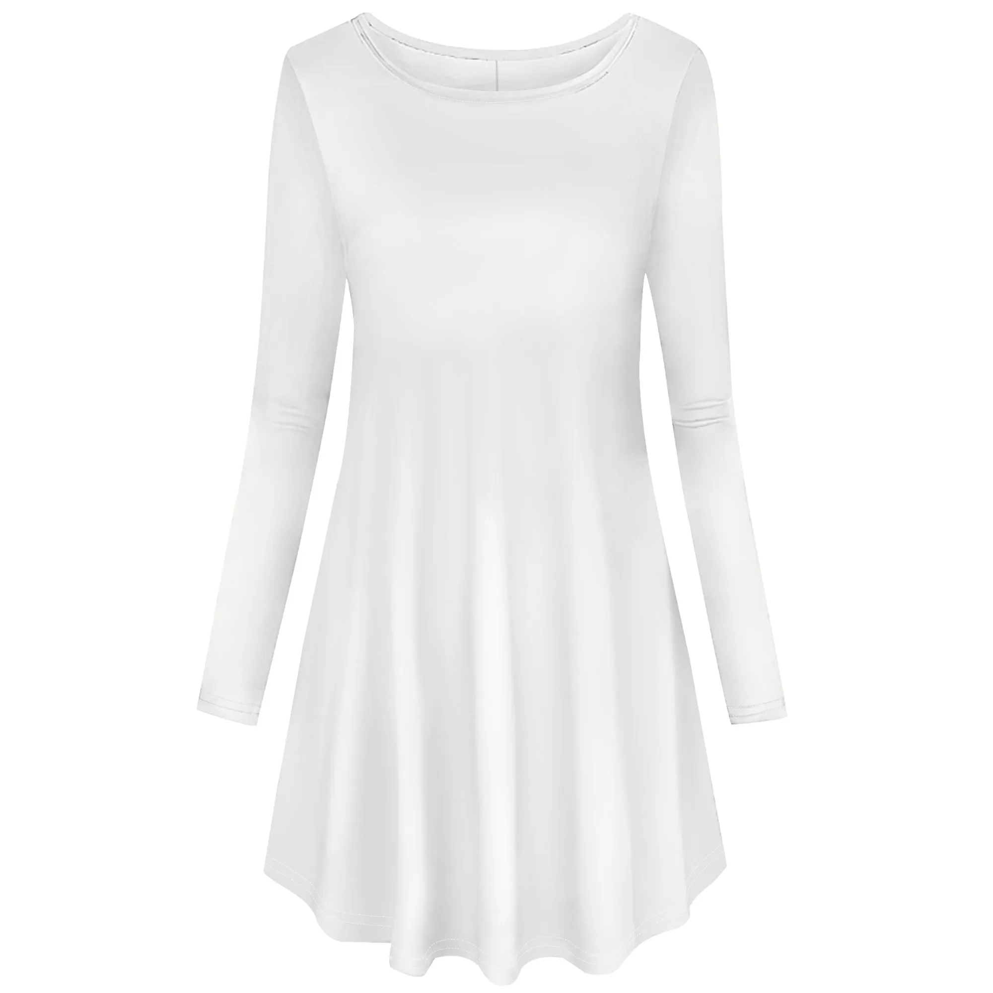 Abito da donna casual ampio a maniche lunghe, mini abiti altalena semplici in tinta unita con tasca