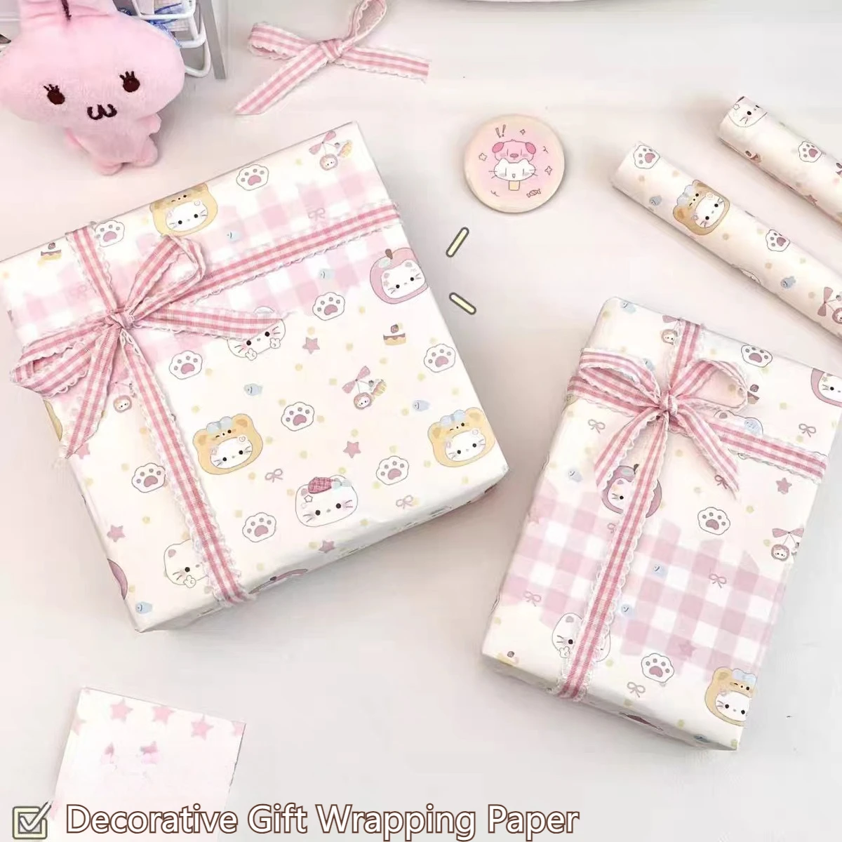 6PCS Naifu Meow Language Wrapping Paper High‑valueGift Wrapper Large Size DIYBook CoverDecor Paper for Holiday Present Packaging
