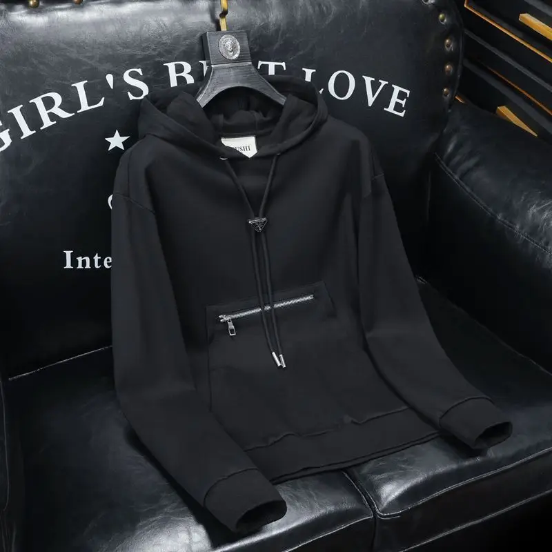 

2025Spring and autumn high-end sweater trendy brand men's trend large size casual hooded top slim jacket men