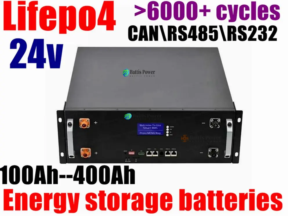 24V 100Ah Lifepo4 Battery 120Ah 150Ah 180Ah 200Ah 280Ah 300Ah 400Ah Lithium Batterie with CAN RS485 for 2KW 3KW Solar System