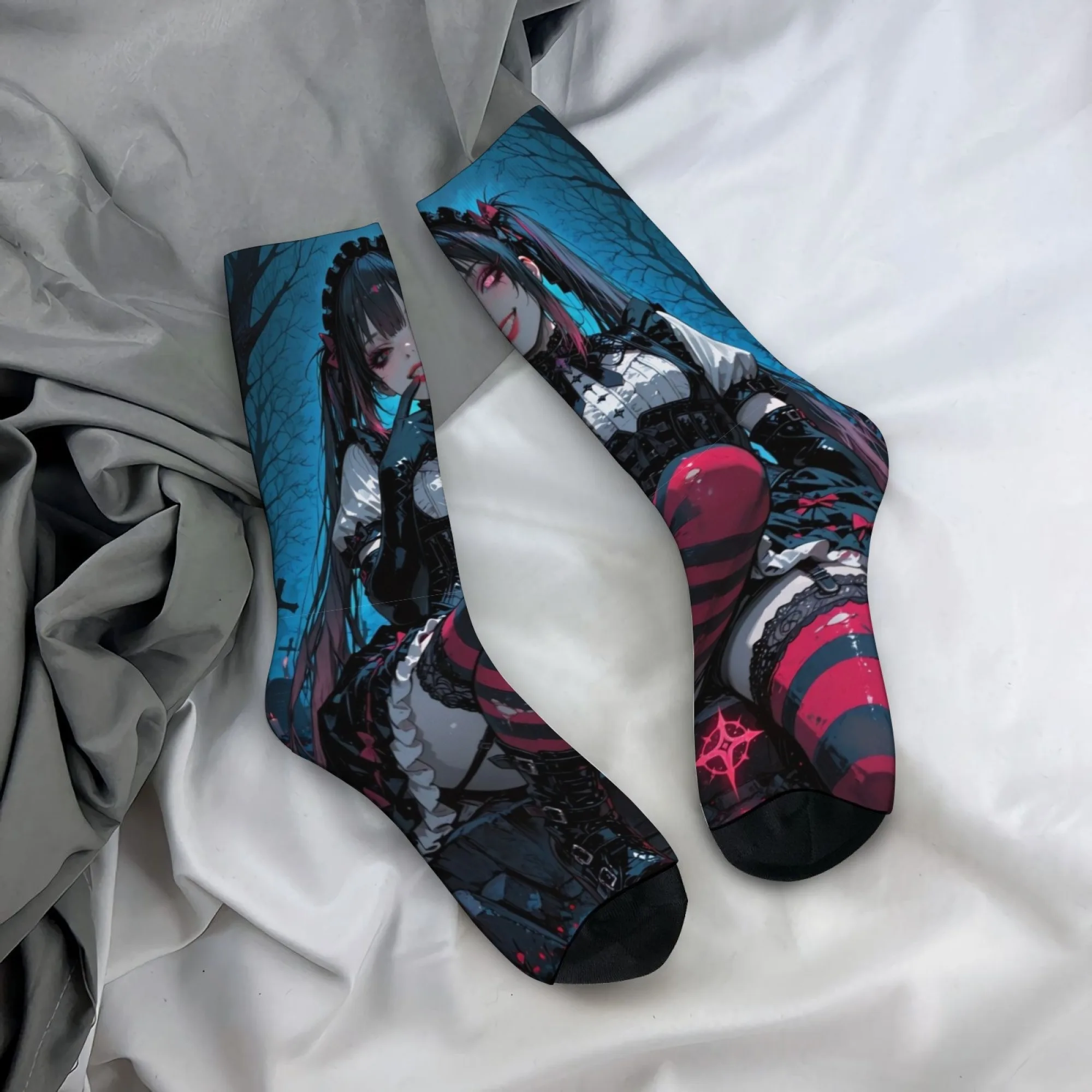 Dark Anime Devil Girl Novelty Funny Socks Harajuku Retro Style Casual Fashion Socks Crazy Street Happy Hip-Hop Socks Party Gift