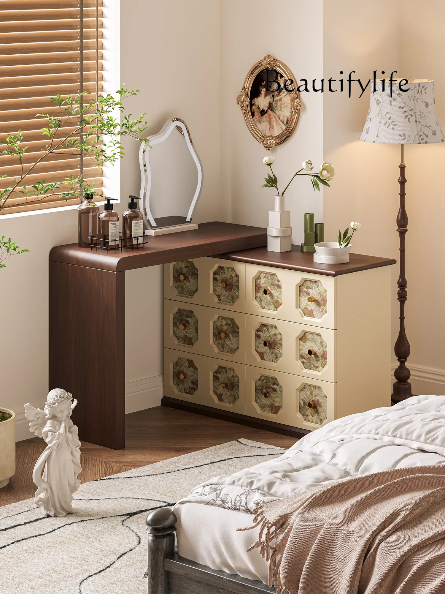 Medieval pattern multi-functional design dresser household bedroom bedside dressing table premium makeup table