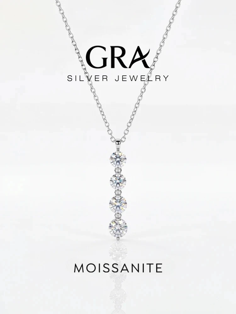 GRA 0.5CT Round Moissanite Diamond Gorgeous Necklace For Women 925 Sterling Silver Anniversary Party High Quality Fine Jewelry